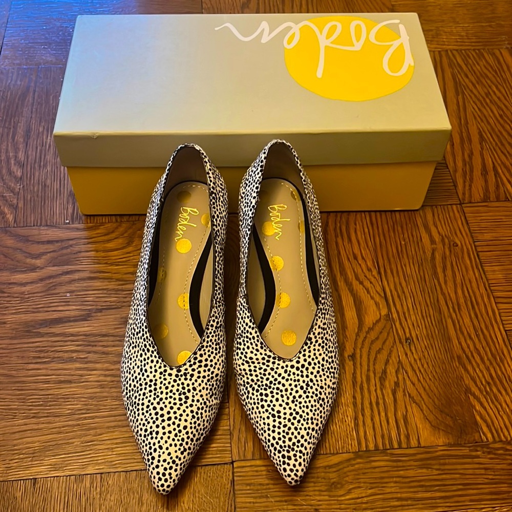 Women’s Boden Black and White Animal Print Calf Hair Heels. Shoes Size 6.